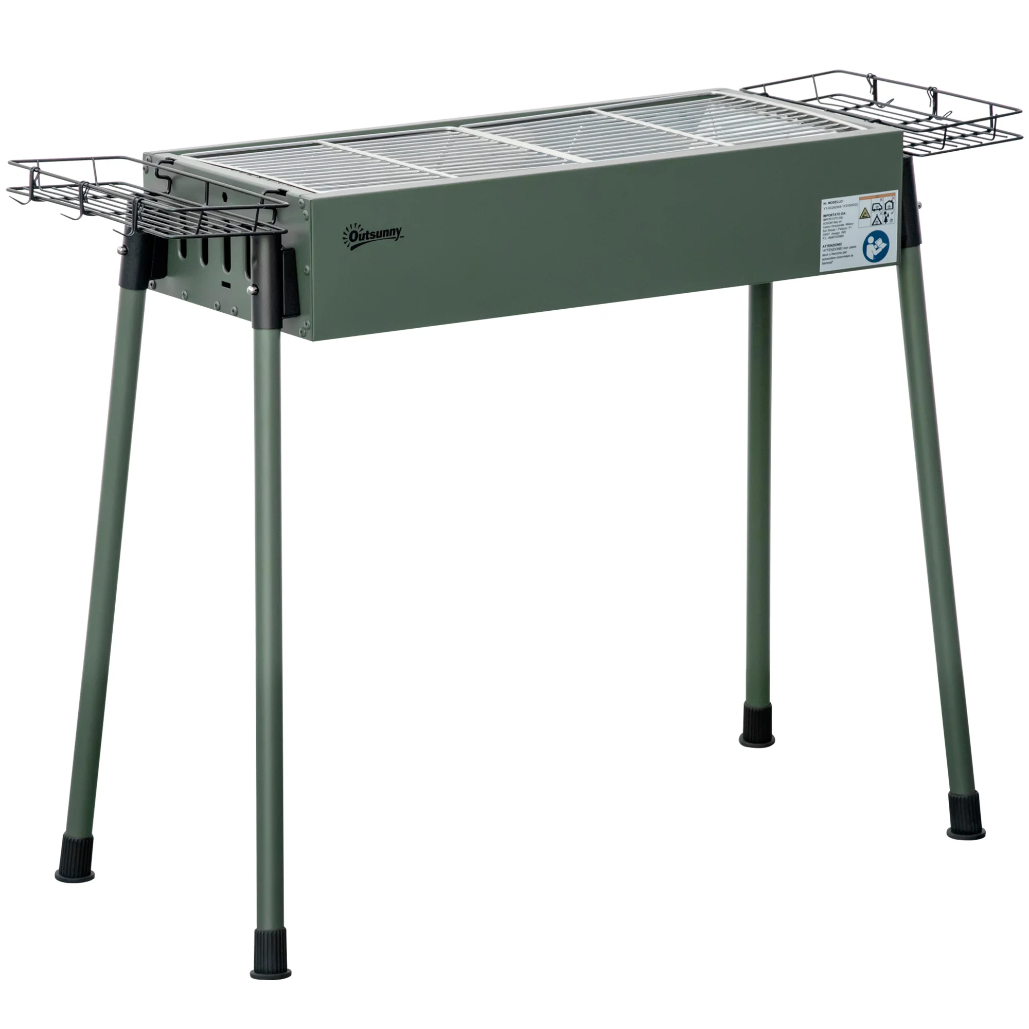 Outsunny houtskoolbarbecue met 2 roestvrijstalen roosters 94x39x70cm