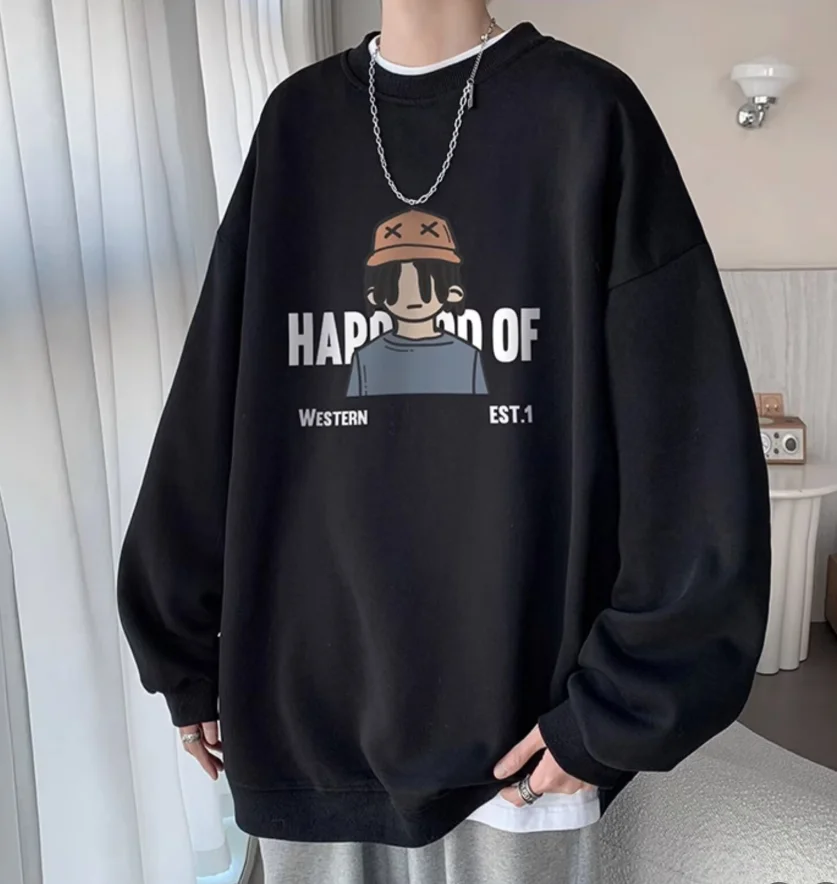 

T shirt men autumn Bsketball Crewneck Long sleeves Graphic tee Happy Of Bsketball Harajuku Printed t shirt Oversize High quality