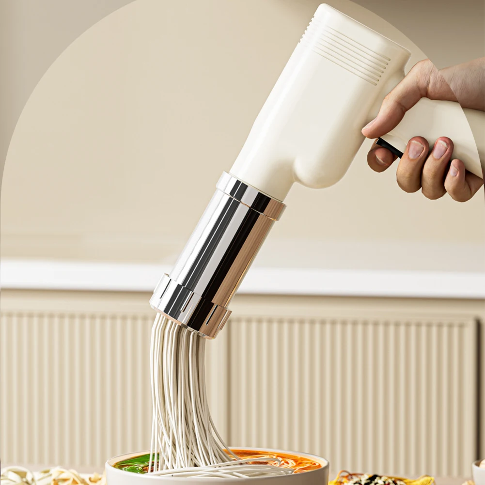 

Automatic Noodle Maker Cordless Handheld Noodle Press Gun 5 Molds USB Charging Utility Kitchen Gadget