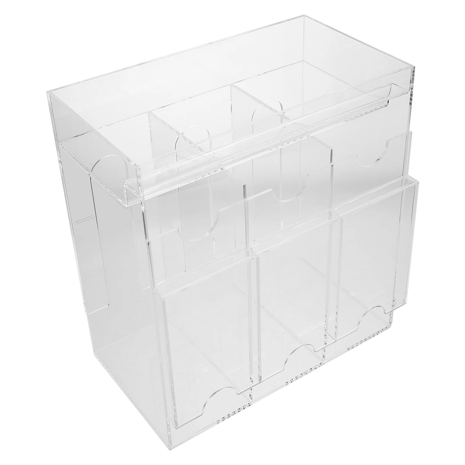 

Acrylic Clear Card Organizer Transparent Storage Box Multi-Compartment Design for Trading Business Greeting Cards