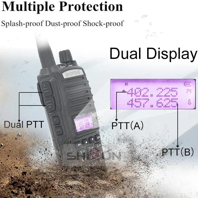 2800 mAh Baofeng UV-82 8 W 10 km High/Mid/Low Tri-Power-Modi Dual PTT Walkie Talkie Tragbarer UKW/UHF Two Way Radio Ham