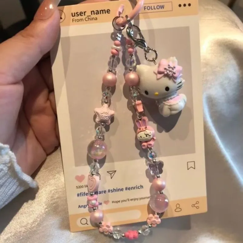 

Sweet Hello Kitty Anime Kawaii Sanrio Ins Fashion Pendant Cute Cartoon Keychain Bag Decoration Birthday Gifts Toys for Girls