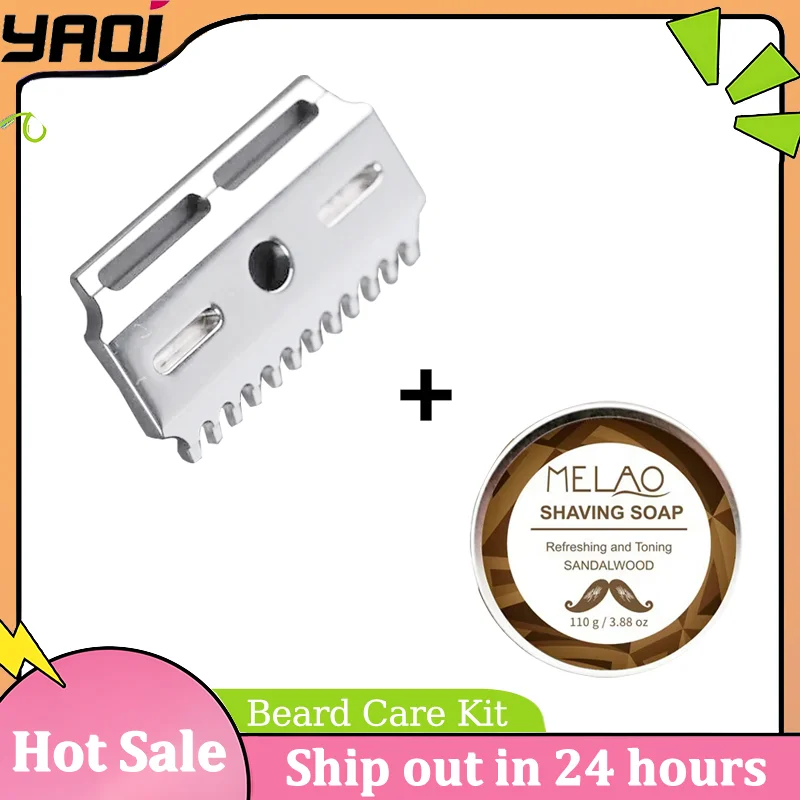 

YAQI Vostok 90DC 316 Stainless Steel Polished Dual Comb Safety Razor Head & Soap Set with 0.9mm Blade Gap Hypoallergenic Tool