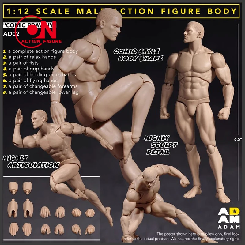 ADAM 1/12 AD02 corps masculin fort bande dessinée héros corps articulé 6.5 ''soldat modèle de figurine à collectionner