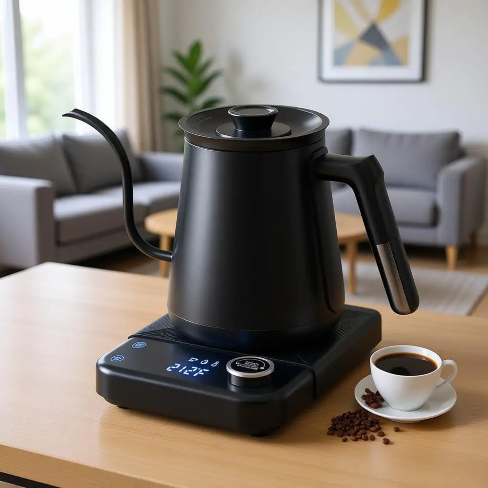 

Электрический чайник с контролем температуры, для заваривания методом пуровер, 1200 Вт, быстрый нагрев, нержавеющая сталь, функция поддержания тепла, 0,8 л