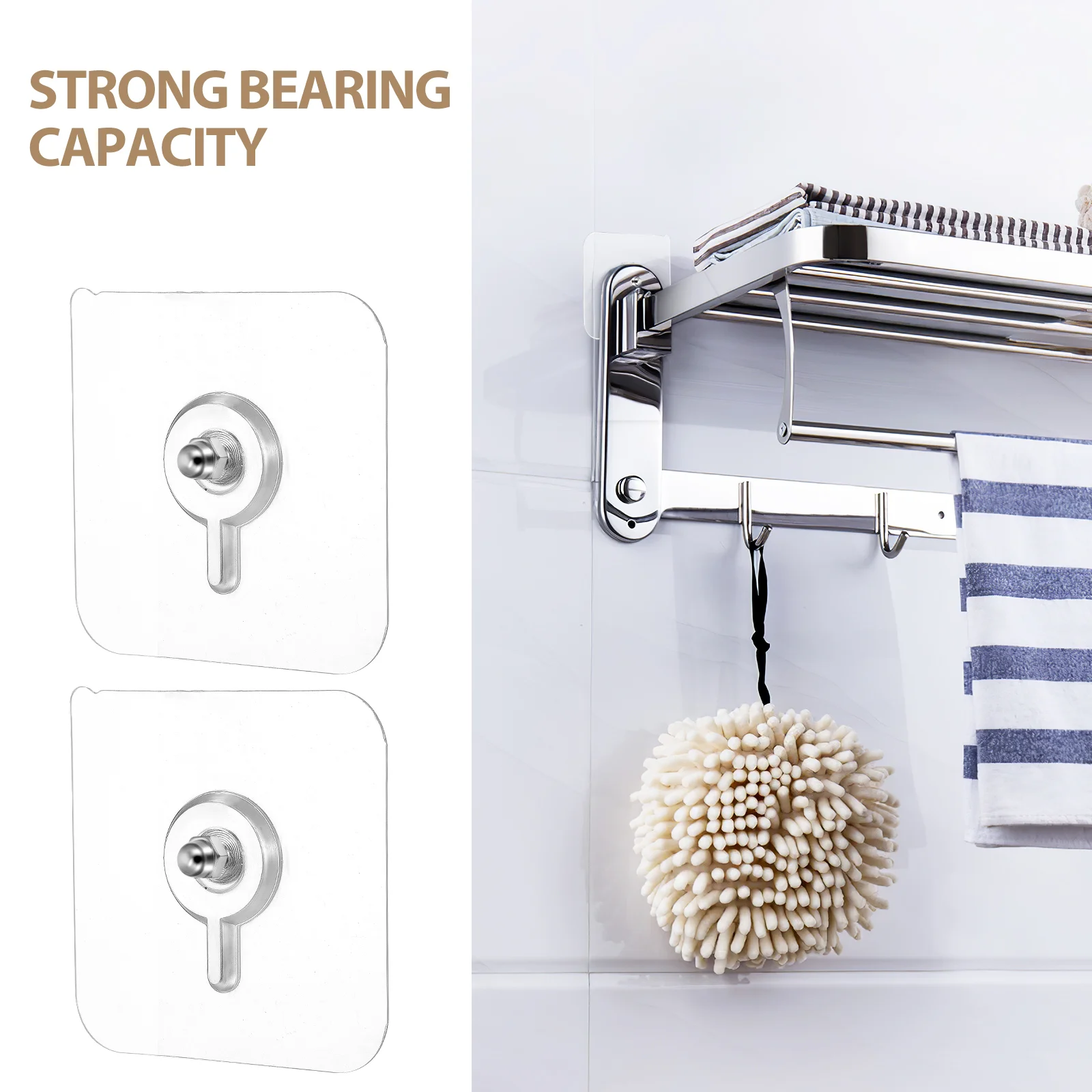 12 Pcs Wall Hooks Screw Type Adhesive Sticker Hooks Heavy Duty Strong Adhesive Hooks without Drilling for Kitchen Bathroom Home