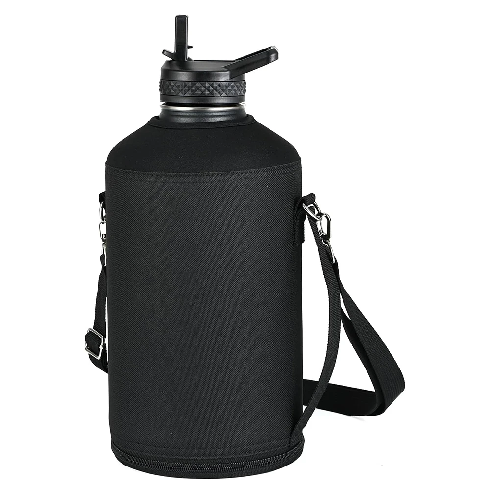 64oz / 128oz Insulated Sports Water Bottle Bag Holder Crossbody for Thermos Mug Vacuum Cup Protective Carrier Cover with Strap