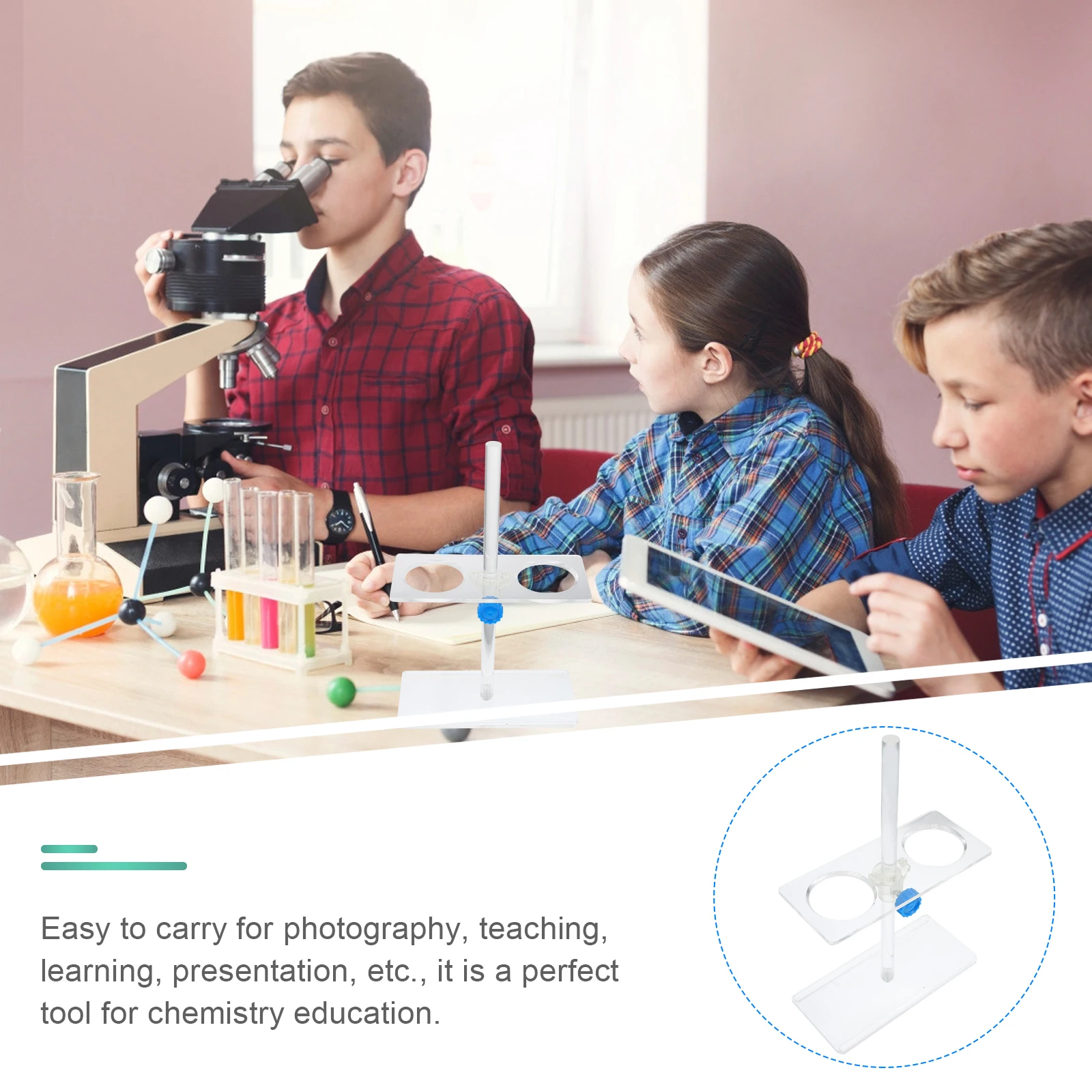

Acrylic Stand 2-Hole Holder For School Lab Laboratory Funnel Rack Adjustable Height Environmentally Friendly