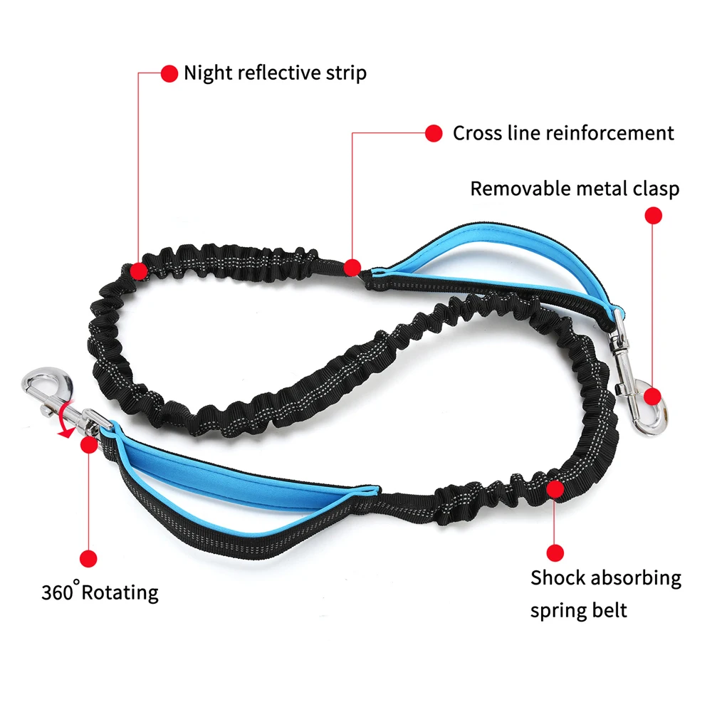 1PC Bungee Waist Dog Leash – Dog Leash for Medium/Large Breeds – Running Belt Fanny Pack with Phone,Waste, Treat, Bottle Pockets