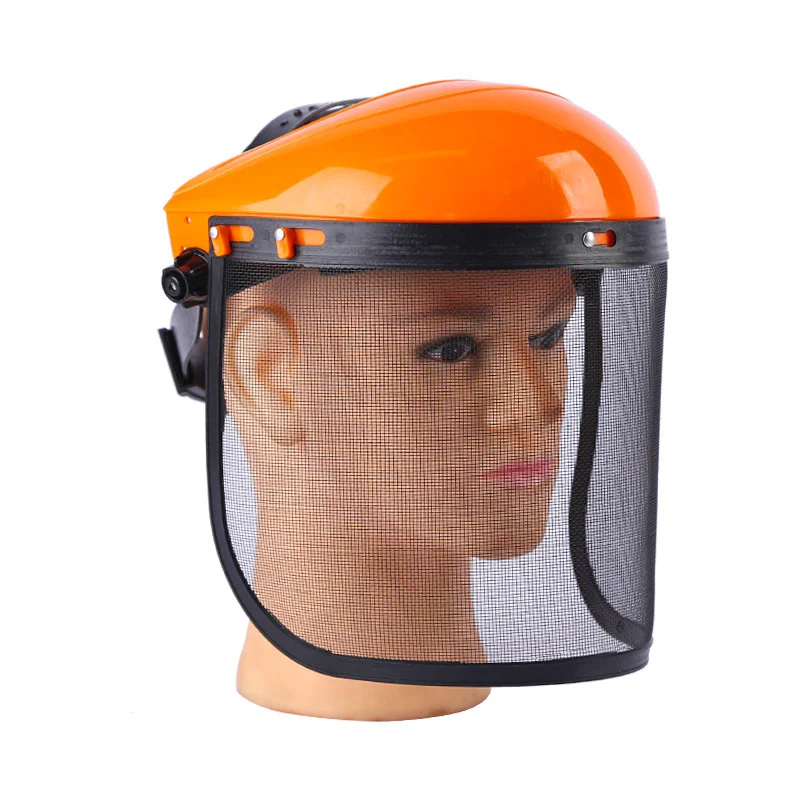 1Pc Stainless Steel Garden Grass Trimmer Safety Helmet Hat With Full Face Mesh Splash Proof Face Screen Safety Protective Mask