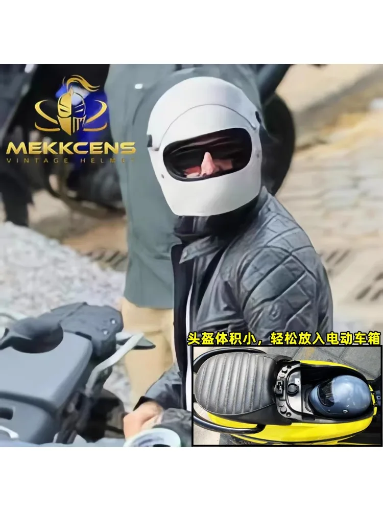 AliExpress NONE Retro Motorcycle Full Helmet Electric Bike Samurai Lens Small Helmet DOT Certification Retro FRP Helmet Cascos Para Motos