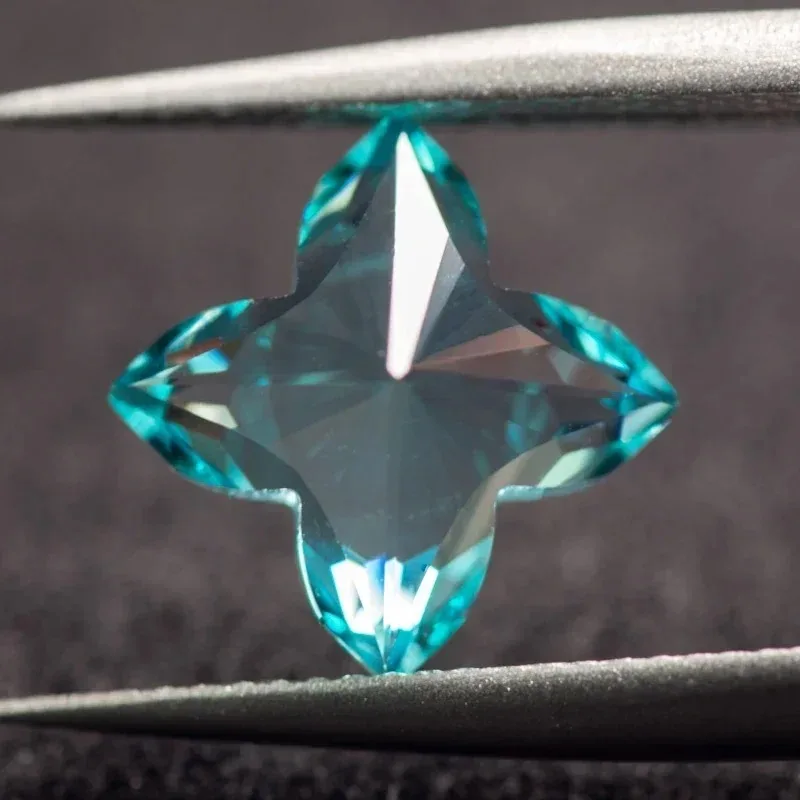 

Par-TOP Top Lab Grown Paraiba Four Cornered Plum Blossom VVS1 for Charms Beads Diy Jewelry Making Materials Selectable AGL Certi