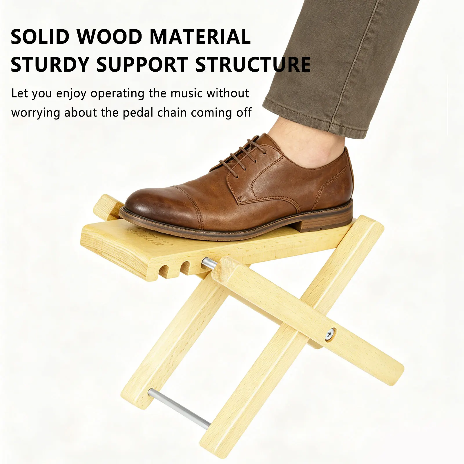 MA-39A Guitar Footstool Solid Wood Footrest Support Utility 3-level Height Adjustment Non-Slip Footstool Guitar Accessories