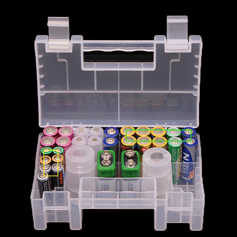 Plastic Battery Box Storage Case Holder Organizer for AA AAA C D 9V Batteries