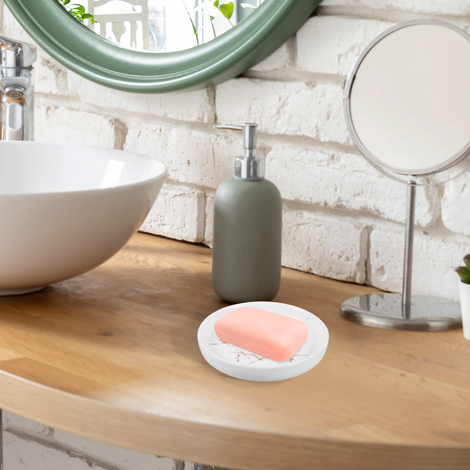 

Bathroom Ceramic Soap Dish Elegant Marble Finish Durable Tray Holder Stable Reusable Simple Storage Solution Soap Dish