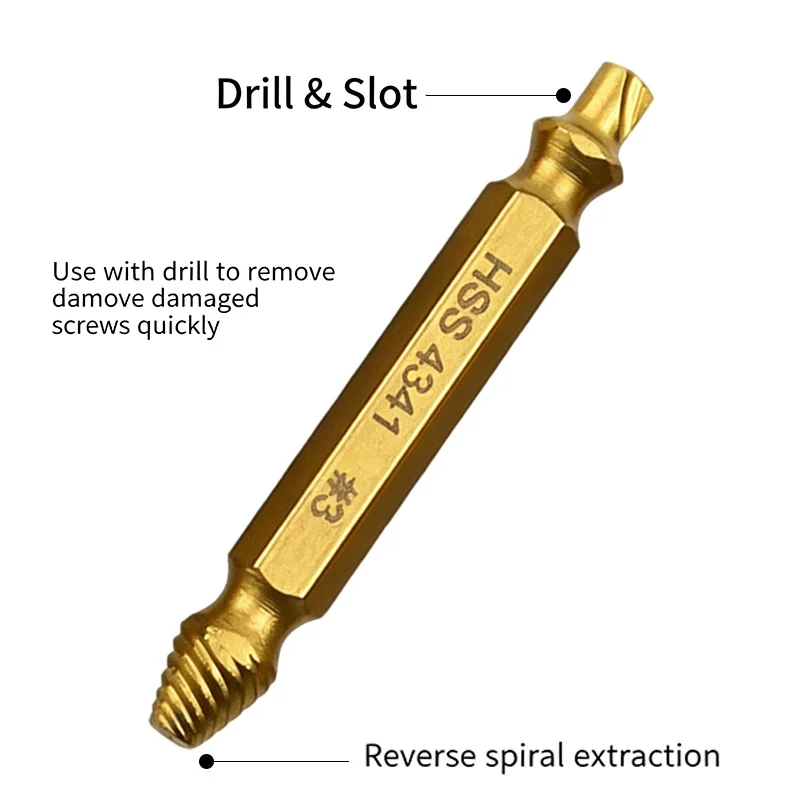 Broken Screw Remover Double‑Ended Flat Head Screw Extractor Damaged Cracked Screw Removal Disassembly Tool for Stripped Screws