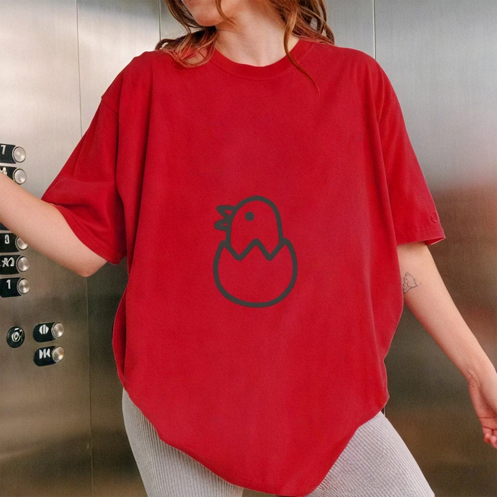 2025 Y2k Hatching Chick Print Women's T-Shirt - Oversized Cotton Summer Top, High Quality Cute Graphic Tee, Playful Streetwear