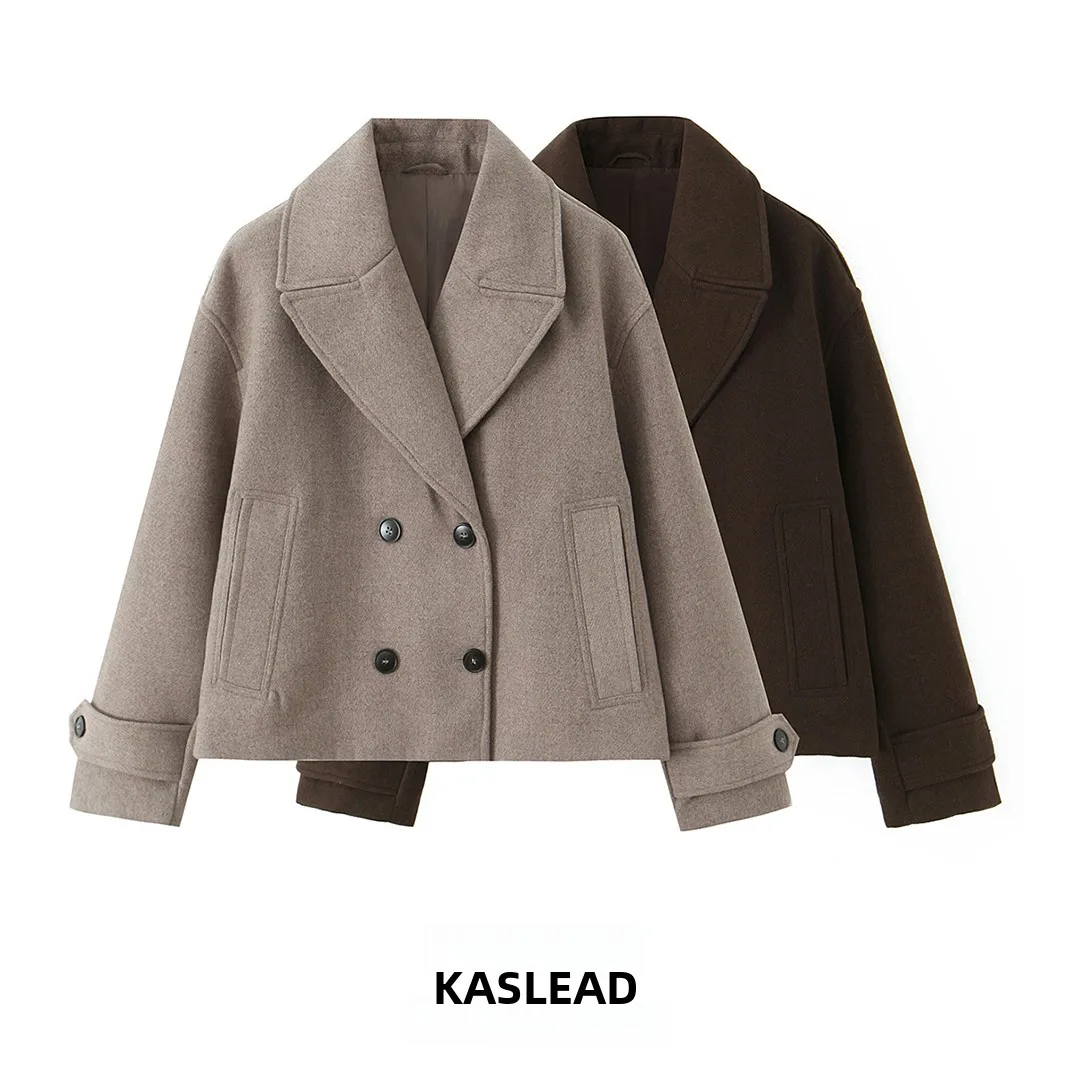 

Faionable ort Double-Breasted Coat Jaet Women's Sli Versatile Outerwear KASLEAD New Arrival 30297 Polyester Fiber