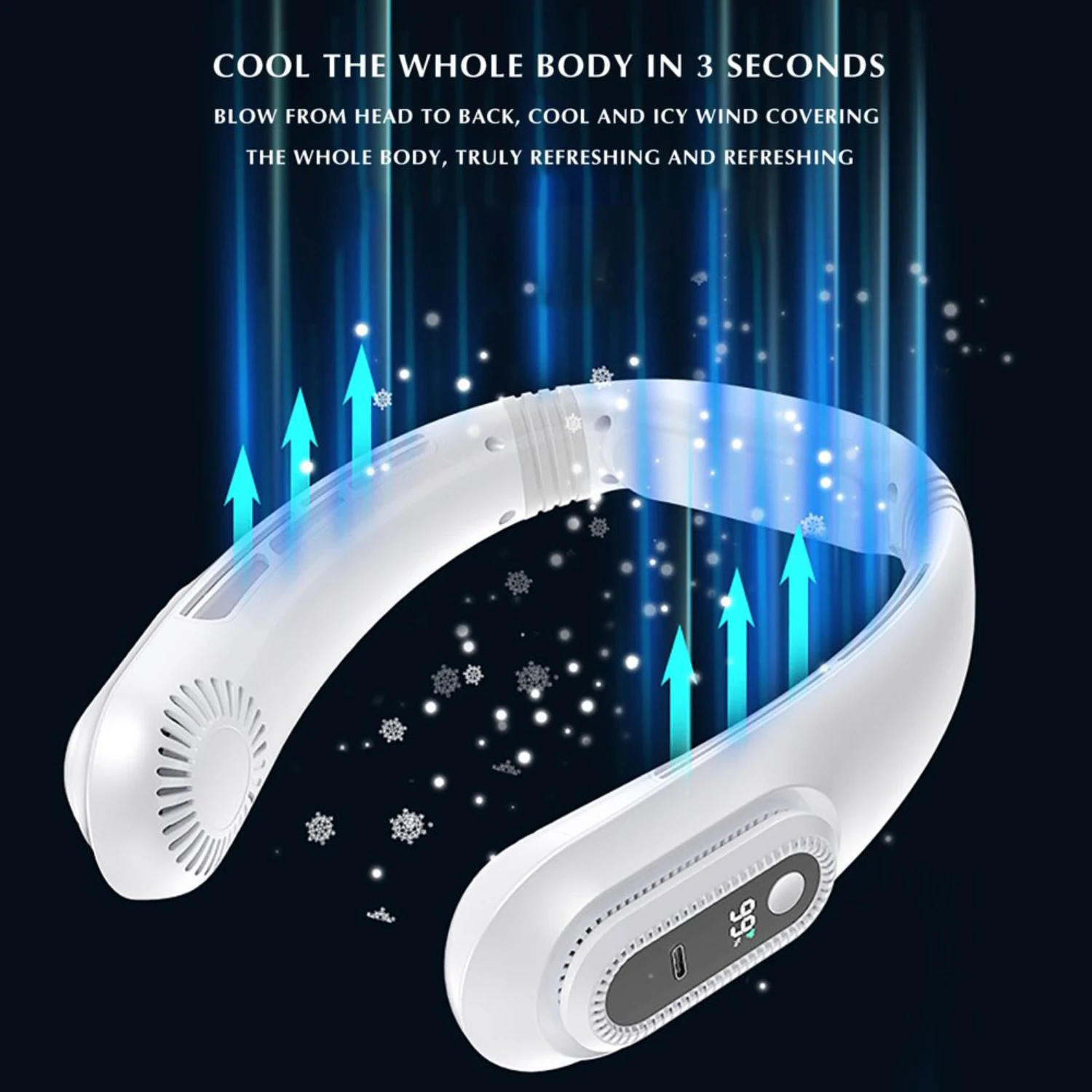 Portable Neck Fan, 7000mAh Battery Operated Wearable Personal Fan, USB Rechargeable, 3 Wind Speeds, Ultra Quiet, Bladeless