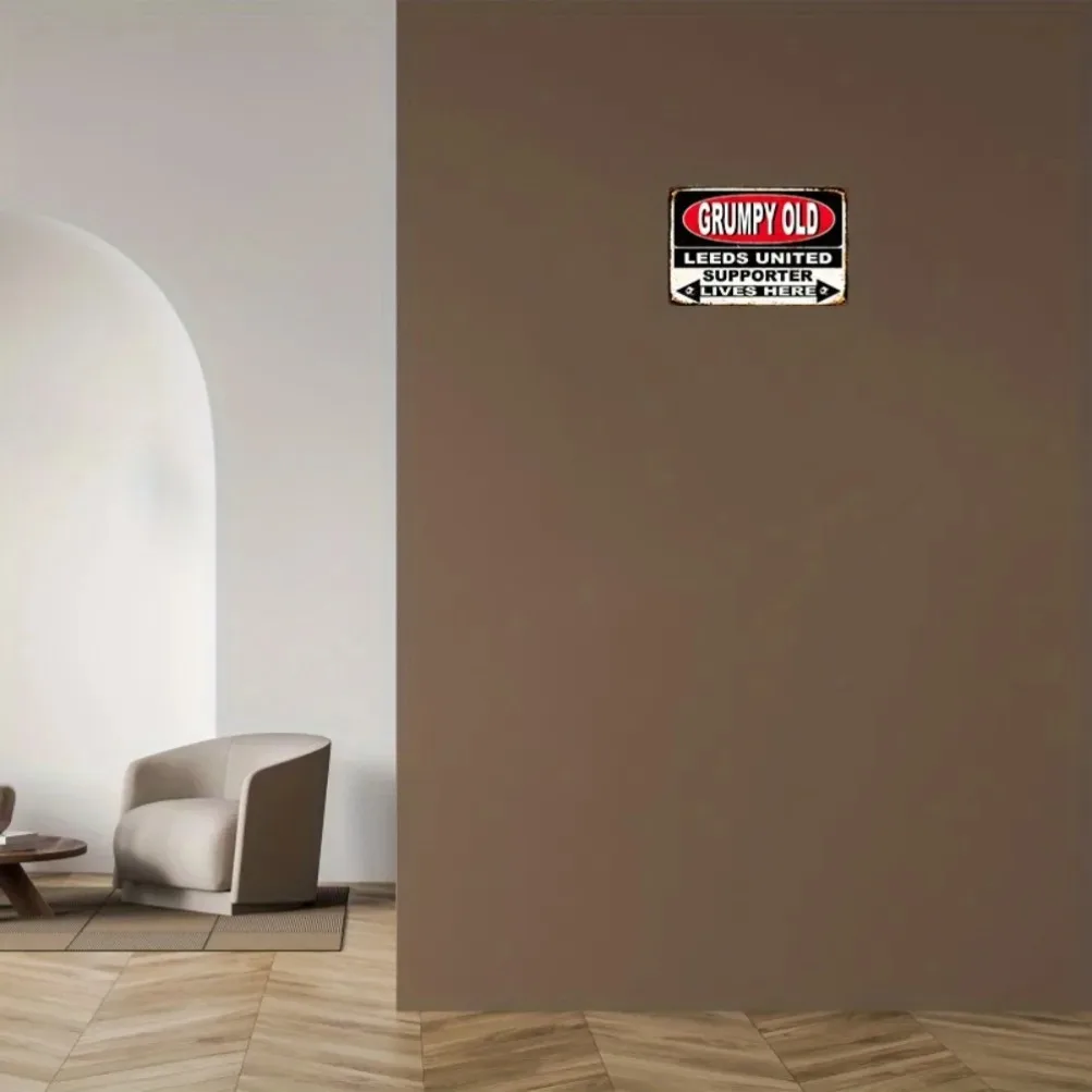 1 قطعة 12x8 "جرومي أولد ليدز يونايتد الداعم يعيش هنا" علامة القصدير خمر | الرجعية جدار الفن | ديكور بار المنزل هدية العيد #3