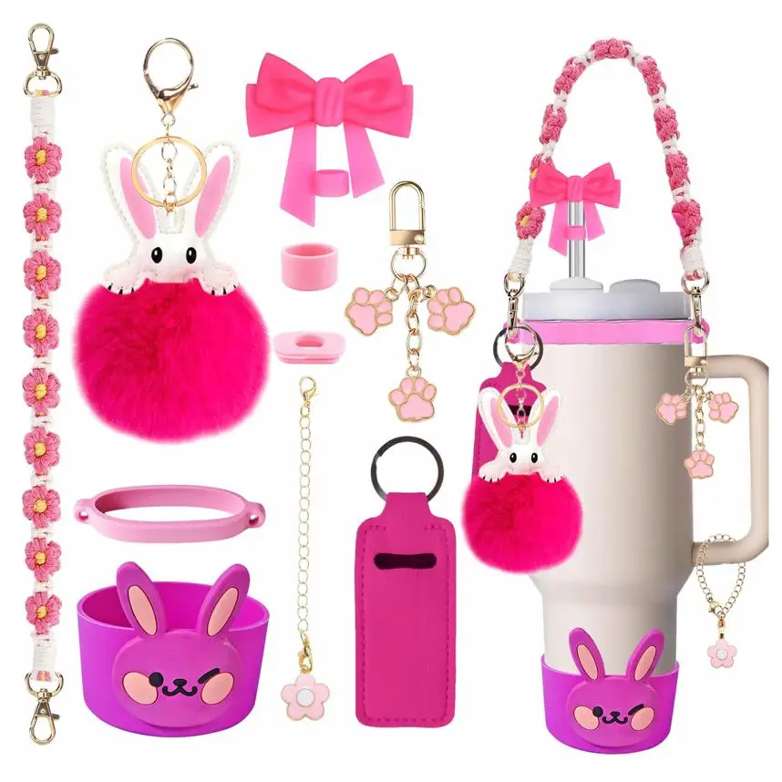 Cup Accessories for  30oz 40oz Includes Water Bottle Handle Strap, Straw Cover Cap Silicone Boot Alphabet Handle Charm Spill Pro