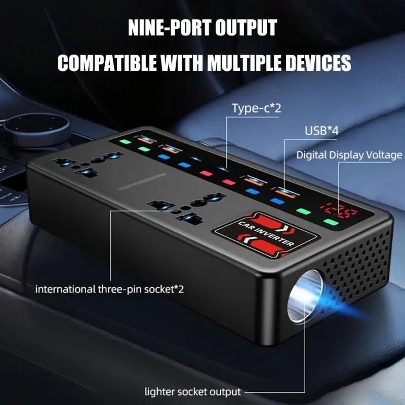 M76E High Performances Portable 200W Truck Auto Inverter 12V 24V To 220V With Low Noise Design For Comfortable Journeys