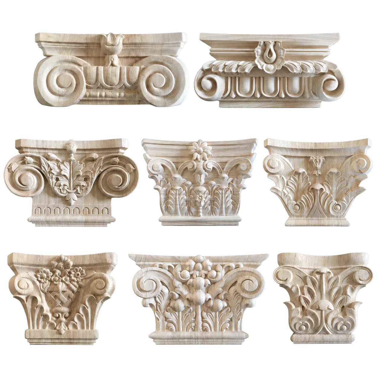 olid Wood Carvings and Appliques for Furniture Doors Walls and Frames, Natural Wood Decorative Onlays for DIY Home Decor