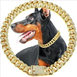 Pet Dog Chain Collar Luxury Gold Metal Chain Collar Small Medium Large Dogs Cats Pet Jewelry Necklace Cuban Collar Accessories