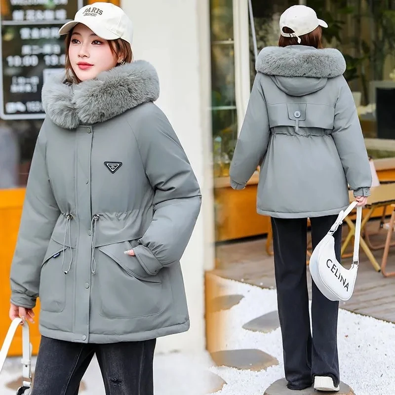 معطف الشتاء 2025 جديد رشاقته باركر المرأة الدافئة انفصال الداخلية أسفل سترة قطن الإناث فضفاضة الدافئة مقنعين سترات معطف