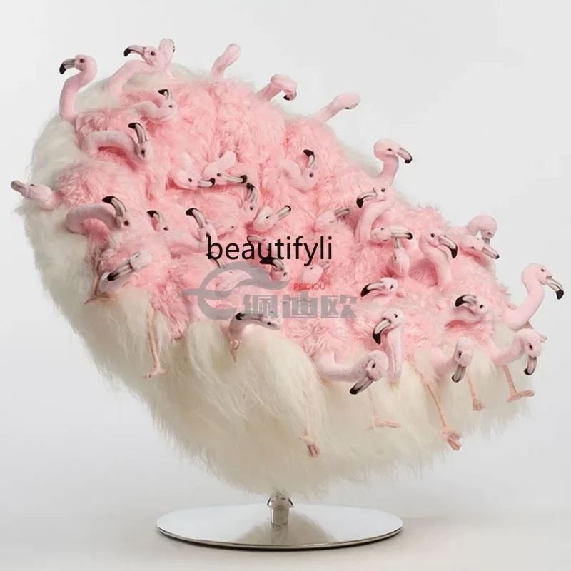 Italian minimalist cute animals, love flamingo rotating casual seat marriage, metal creativity