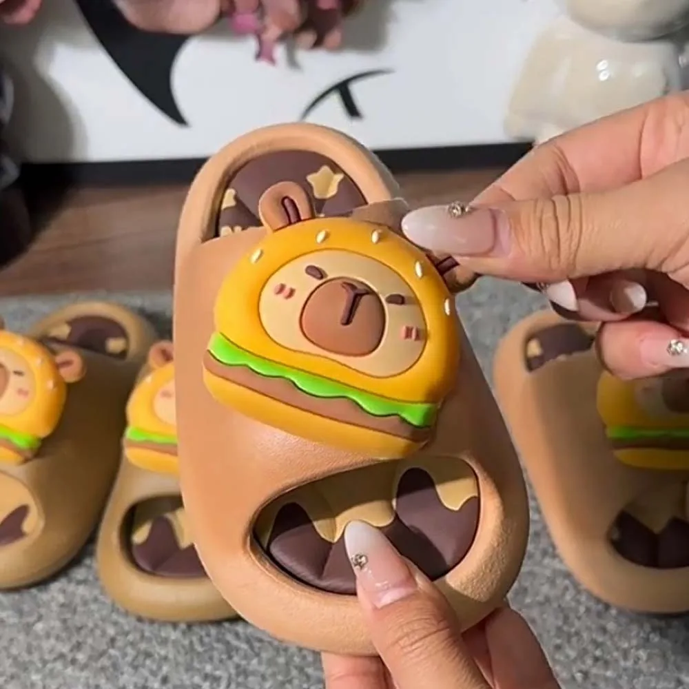 بولي كلوريد الفينيل لطيف كابيبارا النعال المضادة للانزلاق لينة الكرتون الحيوان النعال للتدوير سميكة الأطفال الحمام الصنادل غرفة نوم