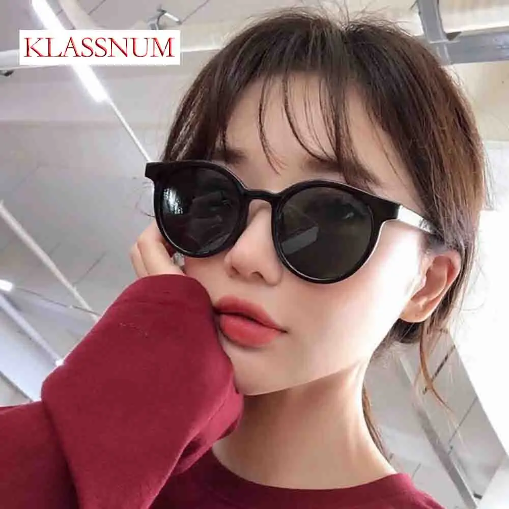 

KLASSNUM Vintage Korean Round Frame Shades Street StyleS UV Protection Sunglasses that Slim the Face Sun Glasses for Women & Men