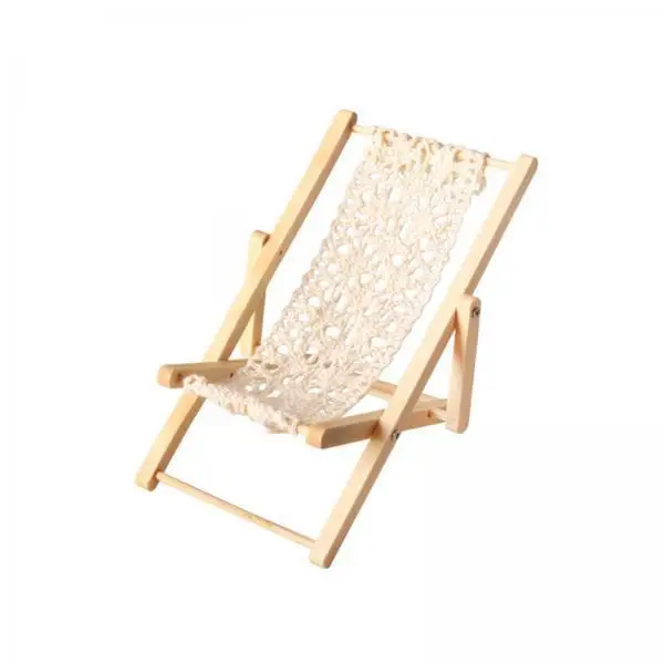 Mini Folding Chaise Dollhouse Lounge Chair Braided Rope Furniture for 1 12 Scale Dolls House Landscape