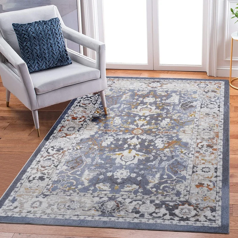 

Blue Traditional Area Rug 5x7 Non-Shedding Stain Resistant for Living Room Bedroom Dining Room Home Office