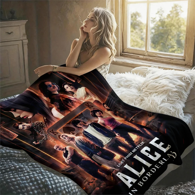 Alice In Borderland Flannel Blanket Warm Soft Halloween Christmas Couch Warm Cozy Decorative Decor Gift for All Season