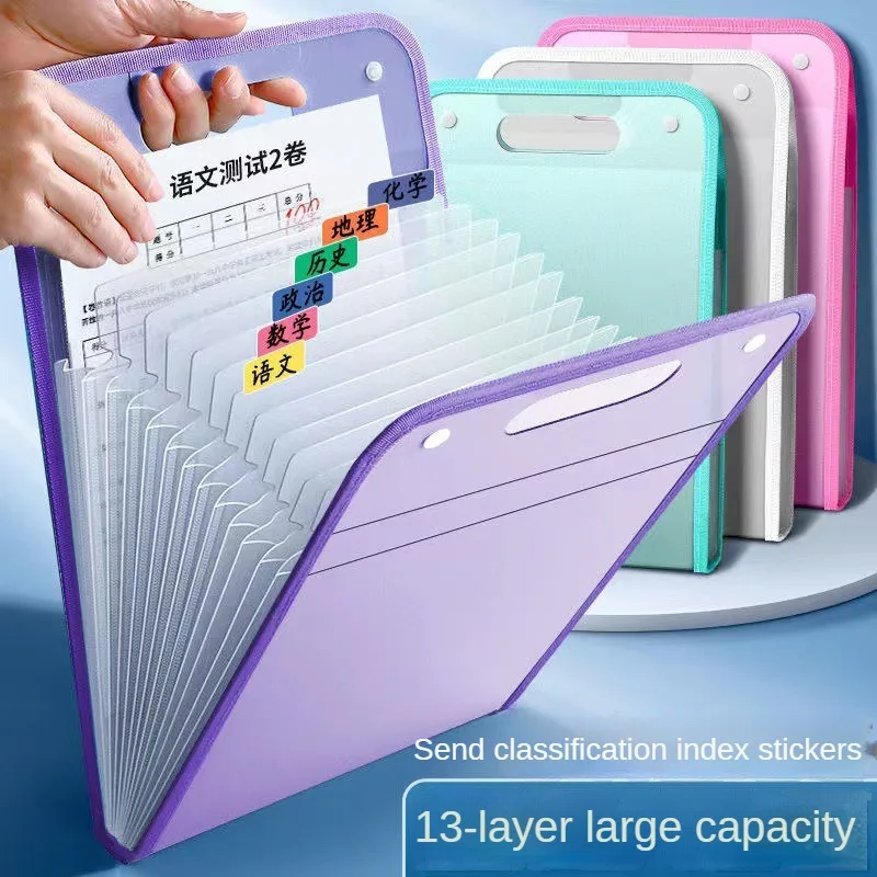 13 Pocket File Folders Portable A4 Letter Size Macaron Color Expanding Folders Document Organizer For Classroom Office Storage