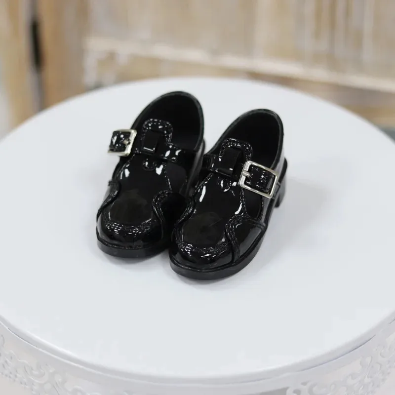 

BJD/sd Doll Shoes 1/3 Shoes Round head patent leather belt buckle Flat accessories