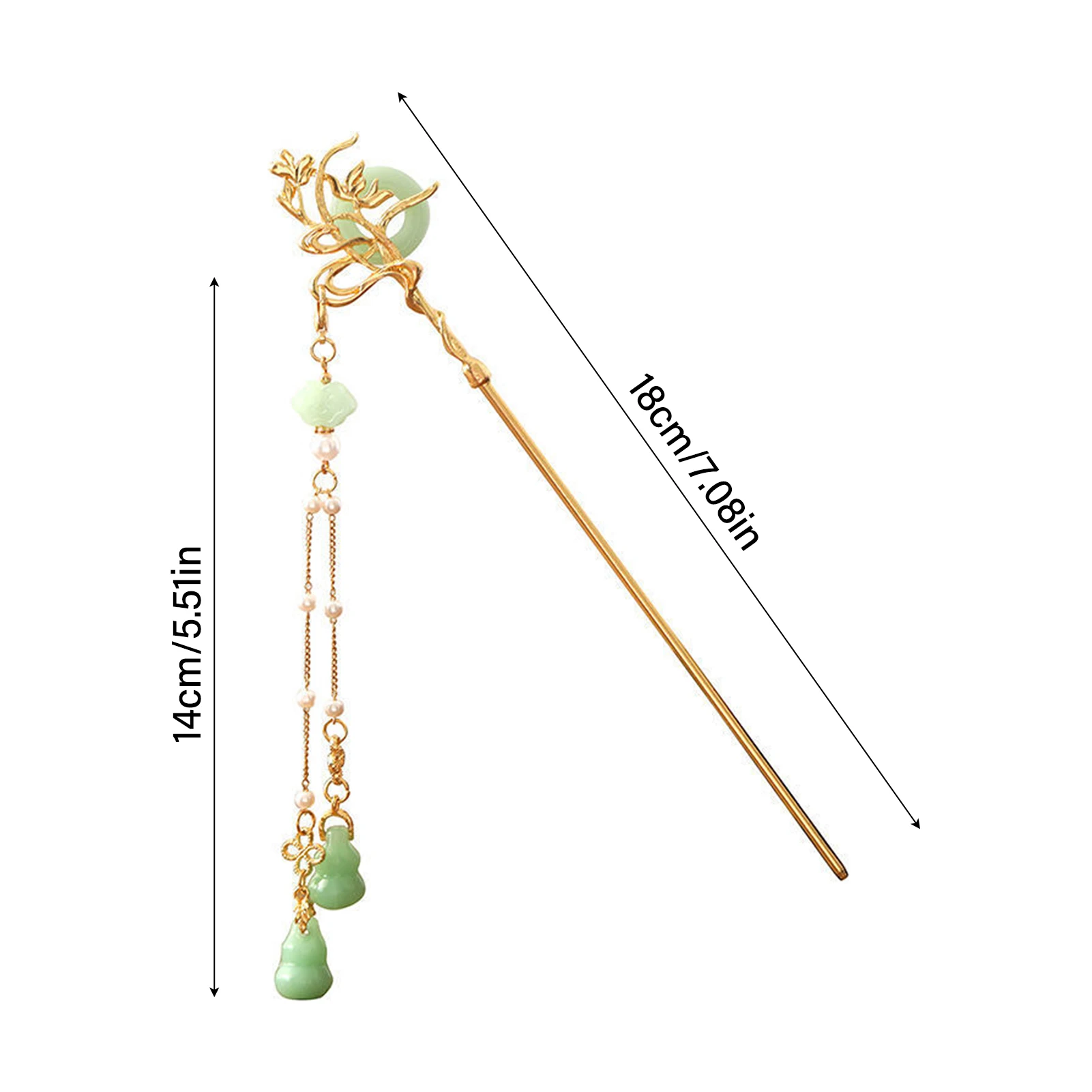 النمط الصيني الزجاج دبوس الشعر للنساء أنيقة متحدة المركز مشبك شرابة الشعر عصا رائعة مجوهرات معدنية إكسسوارات الشعر 18 سنتيمتر