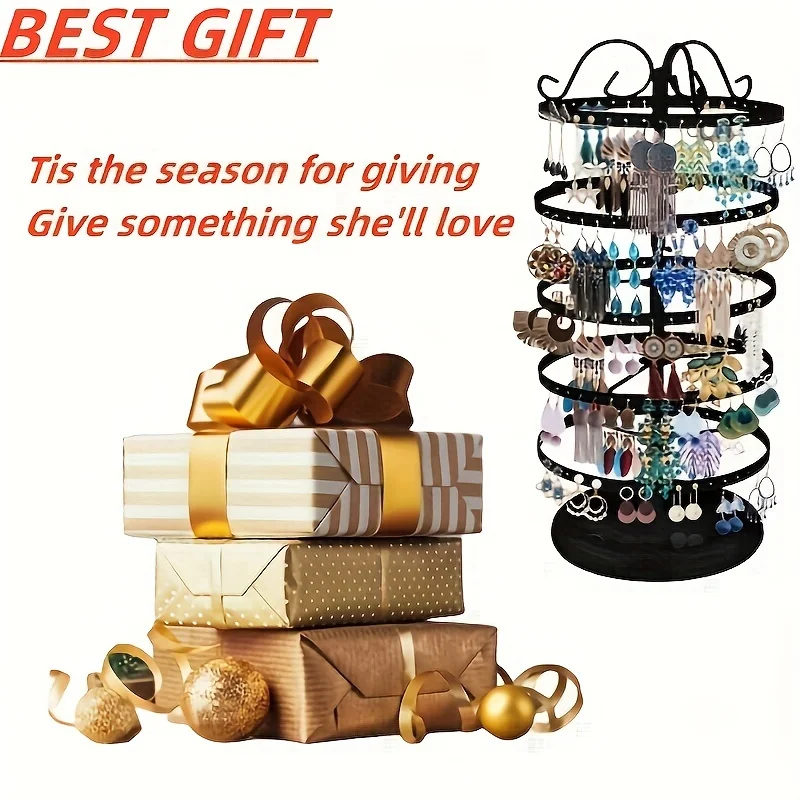 1pc 5 Tiers Metal Rotating Earring Holder Organizer, Jewelry Display Stand Necklace Rack Holder Gift For Woman Jewelry Organizer
