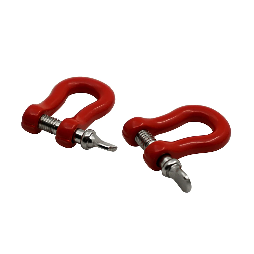 YEAHRUN 2 Pcs Bumper Trailer Hooks Rescue Tow U Shackles for 1/10 RC Crawler Car Axial SCX10 D90 Decoration Parts