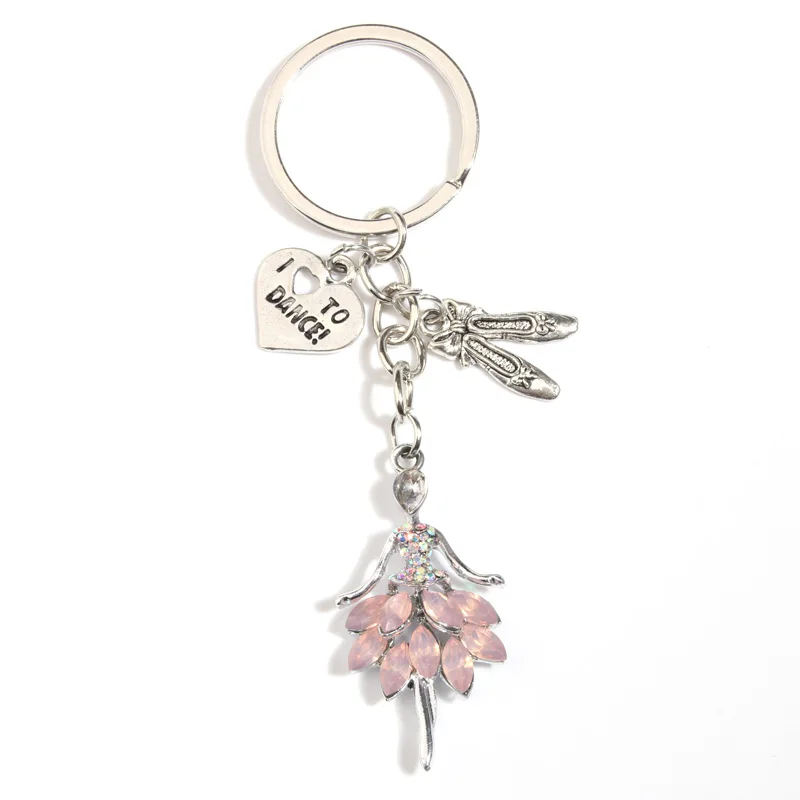 Metal Keychain I Love Dance Ballet Shoe Ballerina Key Ring Dancer Key Chains Souvenir Gifts For Women Girls DIY Handmade Jewelry