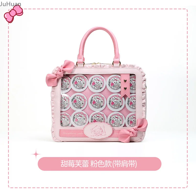 Borsa Lta a doppia spalla bidimensionale Comic-Con giapponese Borsa femminile Lolita con fiocco con volant Borsa a tracolla per cibo medio portatile 3 VENDITE