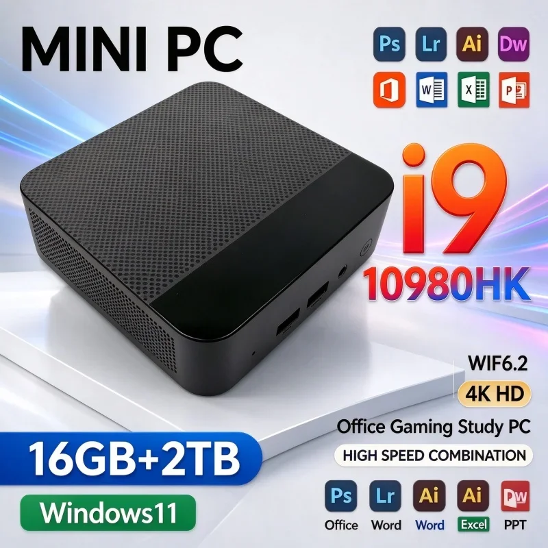 Intel Core I9-10980HK Mini Desktop PC Windows 11 16GB RAM 1TB-2TB SSD WiFi6 BT5.2 4K HD High Speed Gaming Study Mini Computer