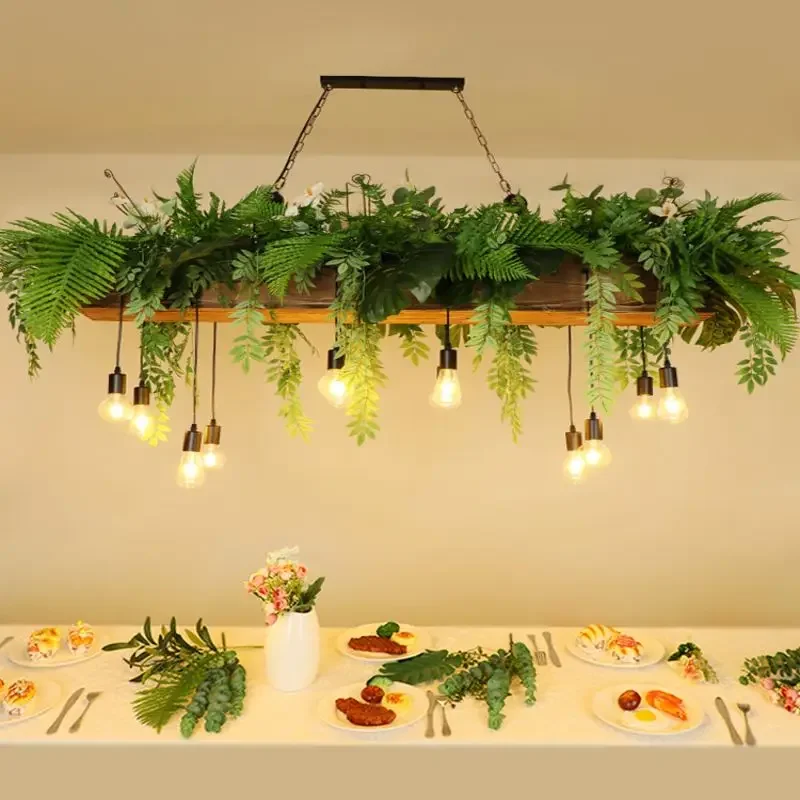 Bar Counter Creative Pendant Light Pastoral Style Restaurant Dining Table Bedroom Home Decoration Courtyard Green Plant Light