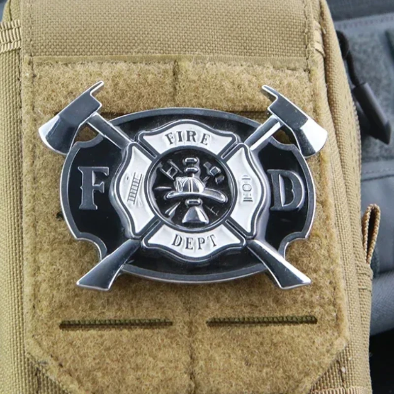 FD Firefighter Metal Morale Badge Armband Metal Hook&loop Patch 3D FIRE DEPT Tactical Patch Military Combat Backpack Stickers