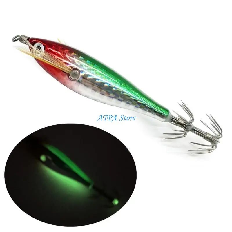 U13C 5Pcs Glow Jig Hook for Saltwater Fishing Glow Squid Jig Hook Floating Horizontal Shrimp Lure Night Fishing Baits