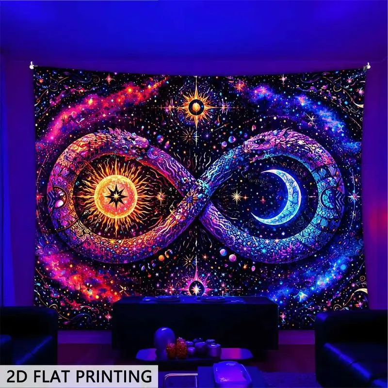 VIKAMA Mystic Sun Moon Snake Wall Hanging Infinity Cosmic Art For Dorm Living Room Celestial Aesthetic Background Home Decor