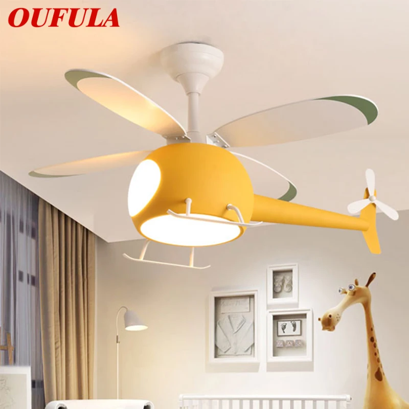 

OUFULA Children's Ceiling Fan Light Nordic Fan Light Personalized Creative LED Restaurant Bedroom Study With Light Ceiling Fan