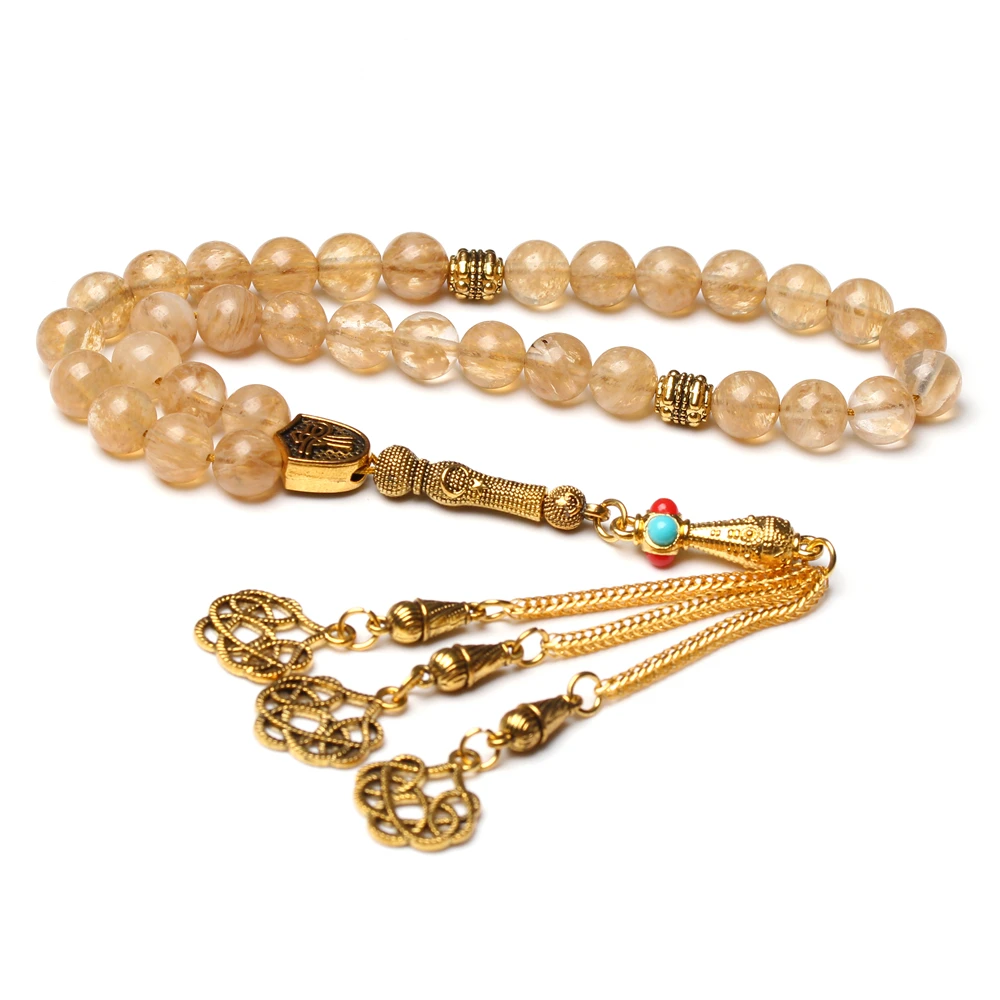 

Islamic rosary jewelry Tasbih brown stone 33 beads misbaha muslim prayer bead fashion Eid gift for muslim