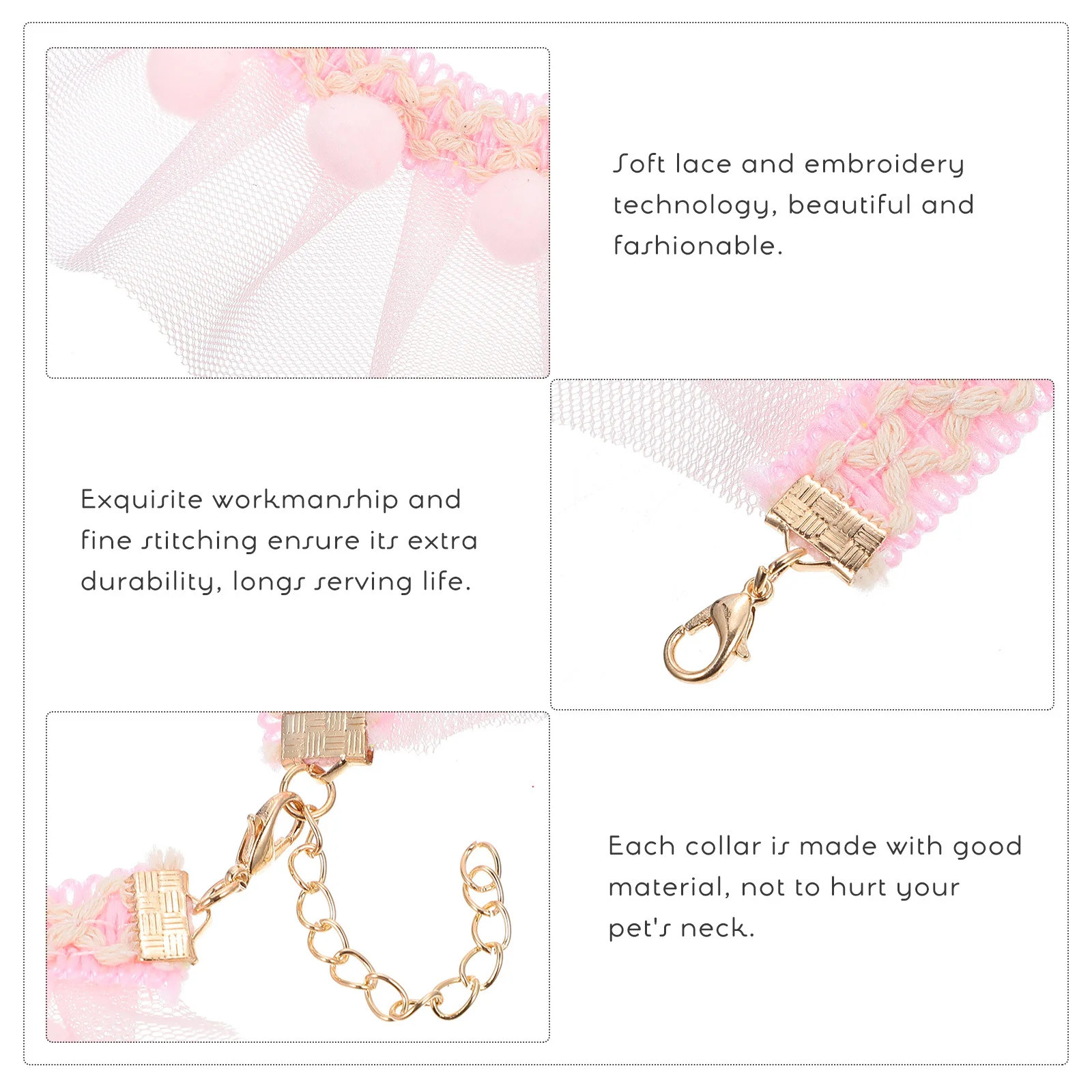 

2pcs Lace Design Pet Collar Kitten Collar Adjustable Decorative Cat Neckwear Lovely Pet Accessory Exquisite Cat Supplies